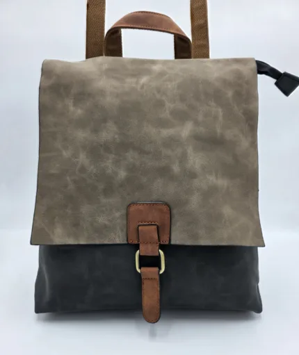 Раница от еко набук в сиво и беж