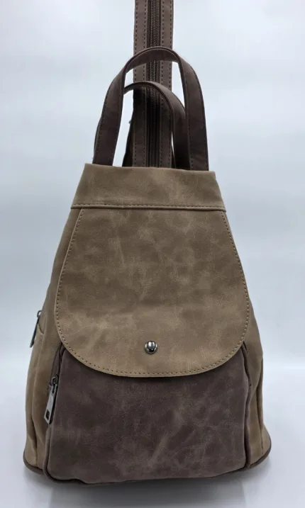 Раница от еко набук в цвят каки