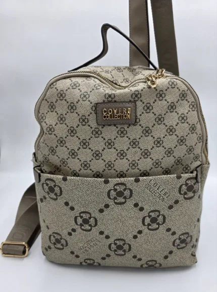 Раница от еко кожа в цвят каки