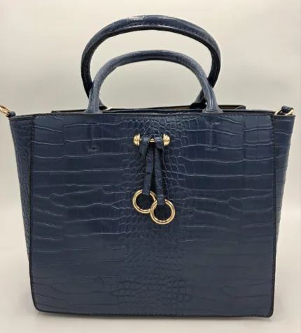 Чанта от еко кожа в синьо кроко