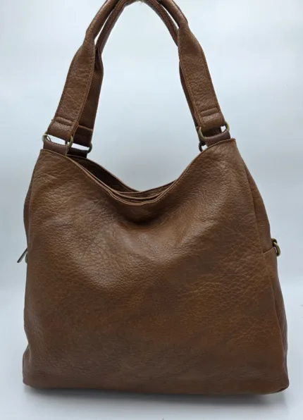 Чанта от еко кожа в керемидено кафяво