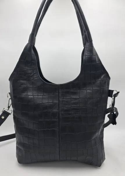 Чанта от естествена кожа в черно